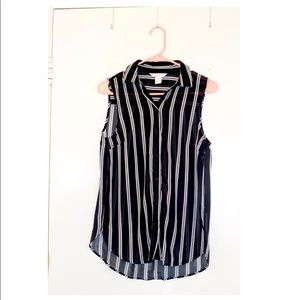 H&M Black and white Striped button  blouse
